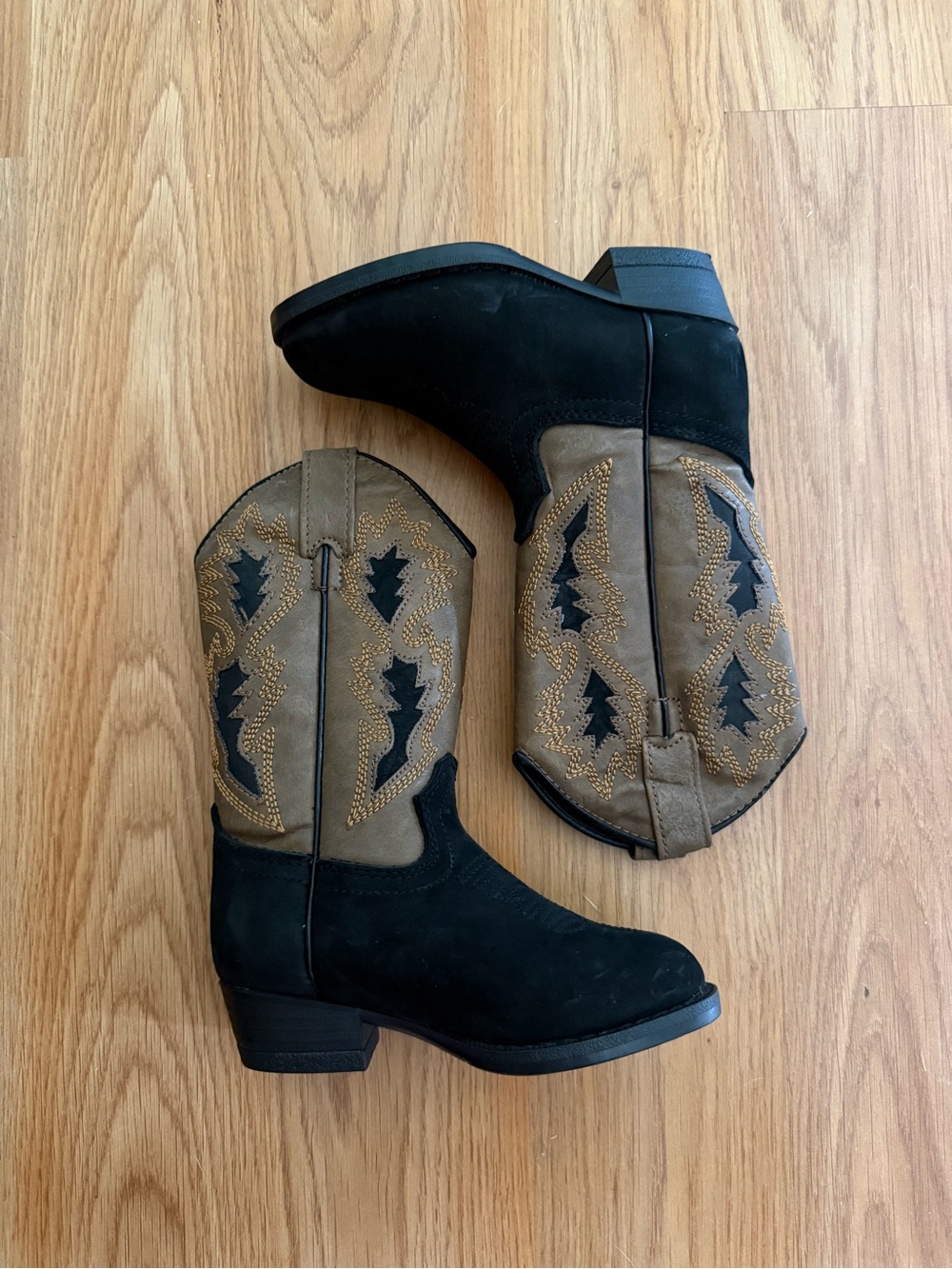 Kids Black and Brown Western Embroidered Boots - Youth Cowboy Boot